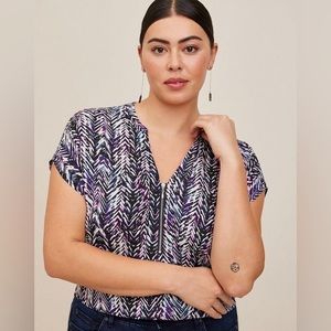 GEORGETTE ZIP-FRONT DOLMAN BLOUSE
